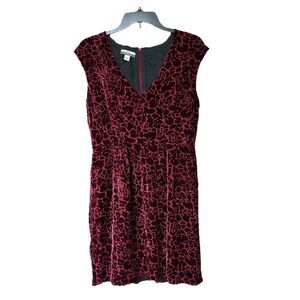 Muse Boston Proper Velvet Burnout Dress 12 Midi Sleeveless Floral Burgundy Goth
